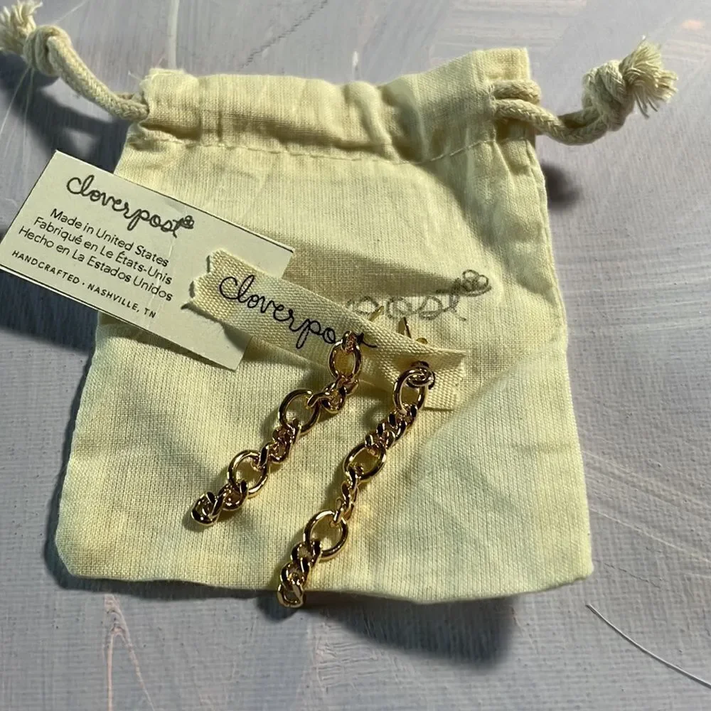 New Anthropologie x Cloverpost Jaden 14K Gold Chain Earrings